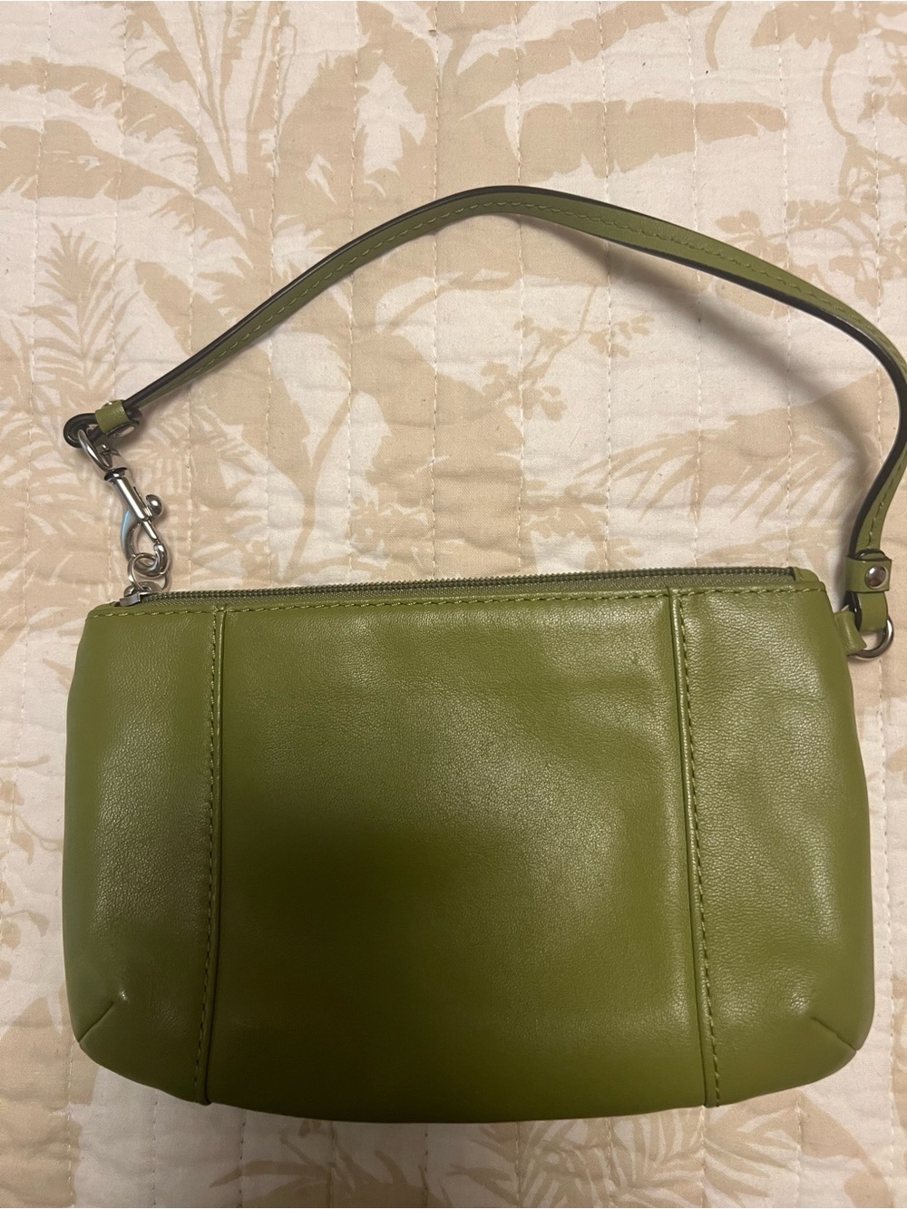 COACH Olive Green Leather Wristlet Clutch - Picture 2 of 7